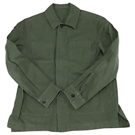 Autre Marque-Mr P. Button Down Shirt in Olive Green Cotton-Green,Olive green