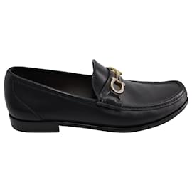 Salvatore Ferragamo-Salvatore Ferragamo Gancini Moccassin in Black calf leather Leather-Black