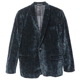 Blazer Versace animalier in velluto verde Verde