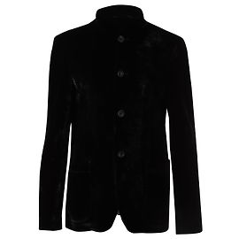 Armani Collezioni Buttoned Velvet Jacket in Black Viscose Black