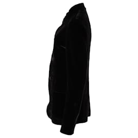 Armani-Armani Collezioni Buttoned Velvet Jacket in Black Viscose-Black