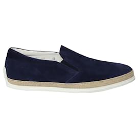 Tod's-Tod's Slip-ons Shoes in Navy Blue Suede-Blue,Navy blue