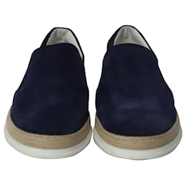 Tod's-Tod's Slip-ons Shoes in Navy Blue Suede-Blue,Navy blue