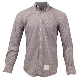 Thom Browne-Thom Browne Plaid Long Sleeve Button Front Shirt in Multicolor Cotton-Other