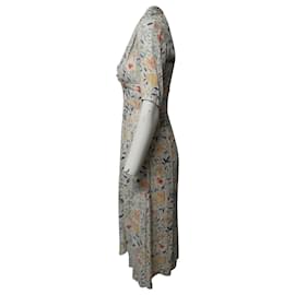 Ba&Sh-Ba&Sh Floral Print Deep V-neck Midi Dress in Multicolor Viscose-Other