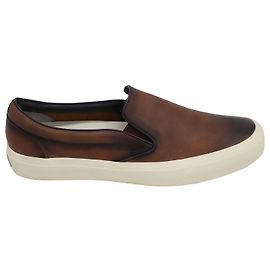 Tom Ford Baskets Cambridge Burnished Slip-On en Cuir Marron Marron