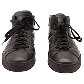 Santoni-Santoni High-Top Sneaker in Black Leather-Black