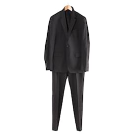 Prada-Prada Single-Breasted Blazer and Slim-Fit Trousers Set in Dark Grey Virgin Wool-Grey