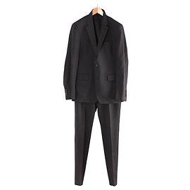 Conjunto de blazer sem abotoamento e calça slim-fit Prada em lã virgem cinza escuro Cinza