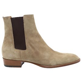 Botas Saint Laurent Wyatt em camurça bege Bege