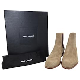 Saint Laurent-Saint Laurent Wyatt Boots in Beige Suede-Beige