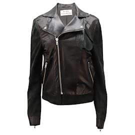 Autre Marque-Acne Studios Lightweight Biker Jacket in Black Lambskin Leather and Suede-Black