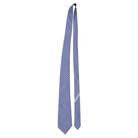 Salvatore Ferragamo-Salvatore Ferragamo Cartoon Birds Printed Tie in Blue Silk-Blue