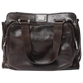 Céline-Celine Top Handle Bag in Brown Leather-Brown