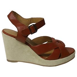 Apc A.P.C. Sandales Compensées en Cuir Marron Marron