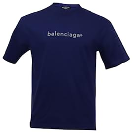 Balenciaga-Balenciaga Copyright Logo Print T-shirt in Blue Cotton-Blue