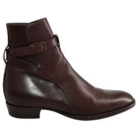 Saint Laurent Wyatt 30 Botas Jodhpur em couro marrom Marrom