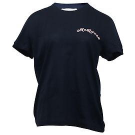 Camiseta Alexander McQueen com logo bordado em algodão marinho Azul marinho