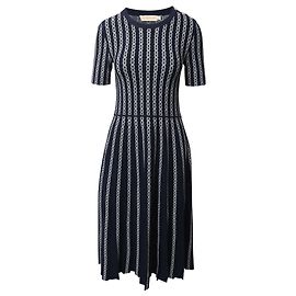 Vestido Jacquard Gemini Link Tory Burch em Viscose Azul Marinho Azul Azul marinho