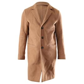 Autre Marque-Mr P.  Button-front Overcoat in Tan Wool-Brown,Beige