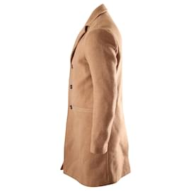 Autre Marque-Mr P.  Button-front Overcoat in Tan Wool-Brown,Beige