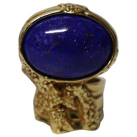 Yves Saint Laurent Saint Laurent Paris Arty Blue Ring in Gold Metal  Golden