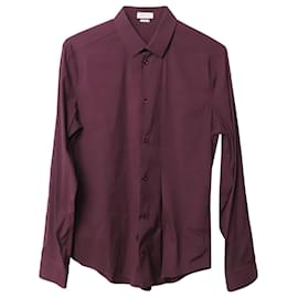 Balenciaga-Balenciaga Long Sleeves Button Front Shirt in Burgundy Cotton -Dark red
