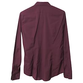 Balenciaga-Balenciaga Long Sleeves Button Front Shirt in Burgundy Cotton -Dark red