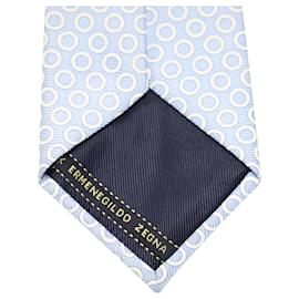 Ermenegildo Zegna-Ermenegildo Zegna Circle Pattern Print in Light Blue Silk-Blue,Light blue