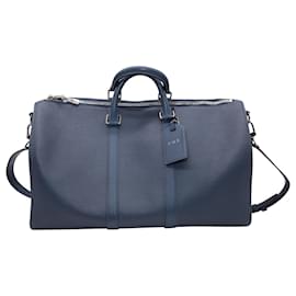 Louis Vuitton-Louis Vuitton Keepall 45 Bolso de Viaje en Piel Epi Azul-Azul