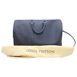 Louis Vuitton-Louis Vuitton Keepall 45 Sac à main de voyage en cuir épi bleu-Bleu
