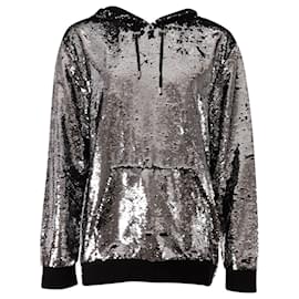 Balmain Sweat à Capuche à Sequins en Polyester Argenté Noir
