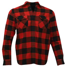 Autre Marque-Eye by Junya Watanabe Comme Des Garcons Man Plaid Flannel Button Front Long Sleeve Shirt in Red and Black Cotton-Other