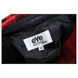 Autre Marque-Eye by Junya Watanabe Comme Des Garcons Herren Plaid Flannel Button Front Langarmhemd aus roter und schwarzer Baumwolle-Andere