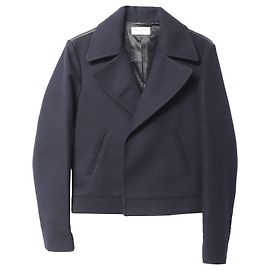 Giacca corta Saint Laurent in lana vergine blu navy Blu Blu navy