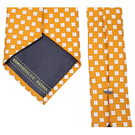 Ermenegildo Zegna-Ermenegildo Zegna Orange Flowers Tie in Orange Silk-Orange