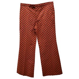 Gucci Flared GG Trousers in Orange Cotton Orange