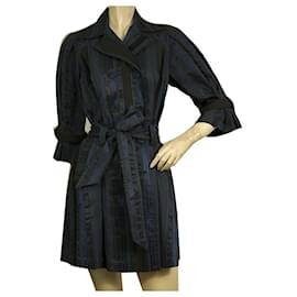 Diane Von Furstenberg-Diane Von Furstenberg DVF Kaimi Dark Blue Trench Coat Dress Robe Manteau w. Belt-Blue