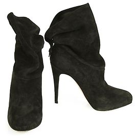 Botas de couro camurça preta Brian Atwood botas de couro e sapatos de salto 40.5 Preto