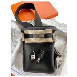 Hermès HAC Backpack Black Lambskin Black