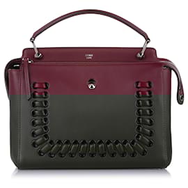 Fendi-Fendi Red DotCom Leather Satchel-Red,Dark red
