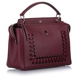Fendi-Fendi Red DotCom Leather Satchel-Red,Dark red