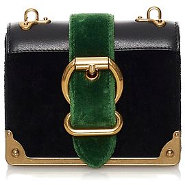 Borsa a tracolla Prada Velluto Micro Cahier nera Nero Verde