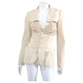 Jean paul Gaultier 2007 Cream Jacket / Blazer & Top Set Cream