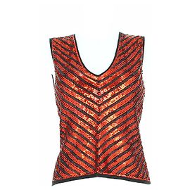 Top in strass Thierry Mugler rosso e nero Rosso