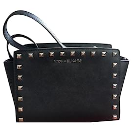 Michael Kors-Borsa a mano Michael Kors Selma a tracolla-Nero,Silver hardware