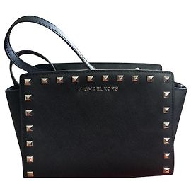 Michael Kors Selma Handtasche Umhängetasche Schwarz Silber Hardware