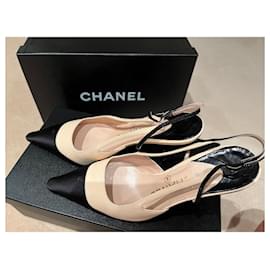 Chanel-Chanel beige sling back pumps-Beige