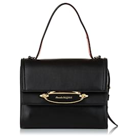 Alexander Mcqueen-Alexander McQueen Black Story Leather Satchel-Black,Red