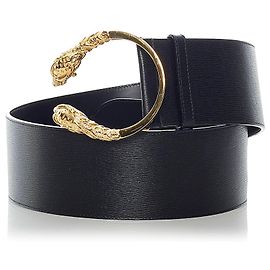 Gucci Schwarzer Dionysos-Ledergürtel Schwarz Golden